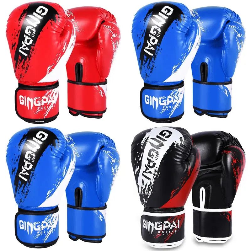 1 Pair Adult Boxing Gloves Men Punching Training Sparring Comfortable Adjustable Fighting Mitts Hand Protector Black Red Blue - KC’s Way‼️🥊