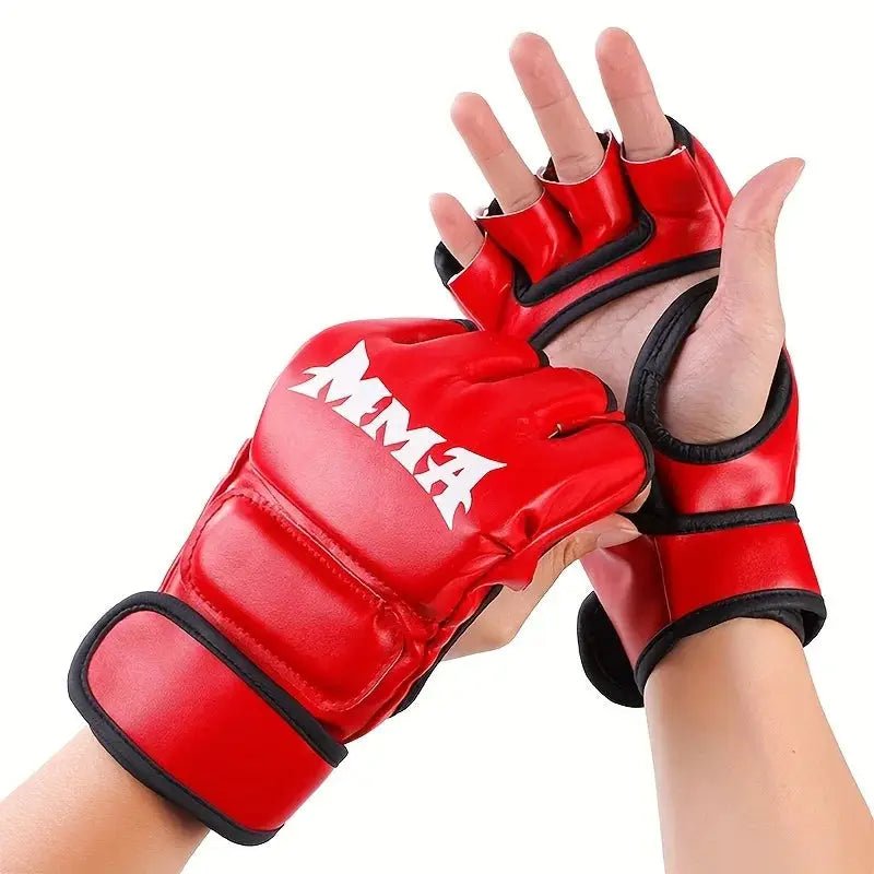1 Pair Of Pu Boxing Gloves Mma Gloves Half Finger Sandbag Taekwondo Muay Thai Gloves Professional Boxing Training Equipment - KC’s Way‼️🥊