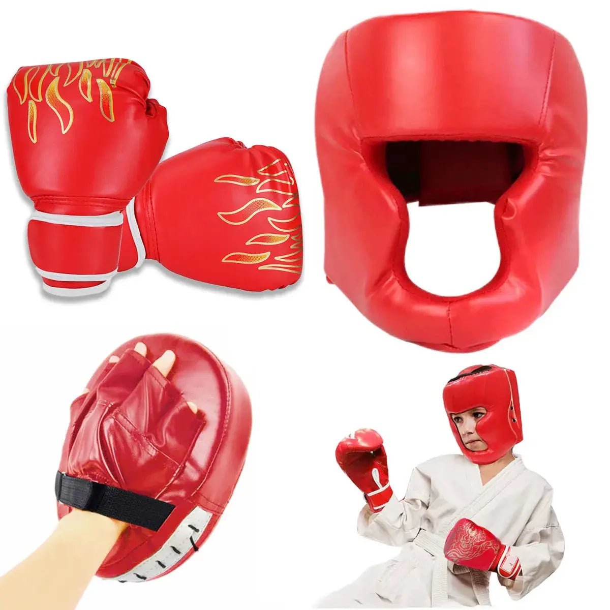 1 Pair Punching Training Workout Fight Exercise Mitts Kids Leather Boxing Gloves Kids Children Train Gym Glove Hand Protector - KC’s Way‼️🥊
