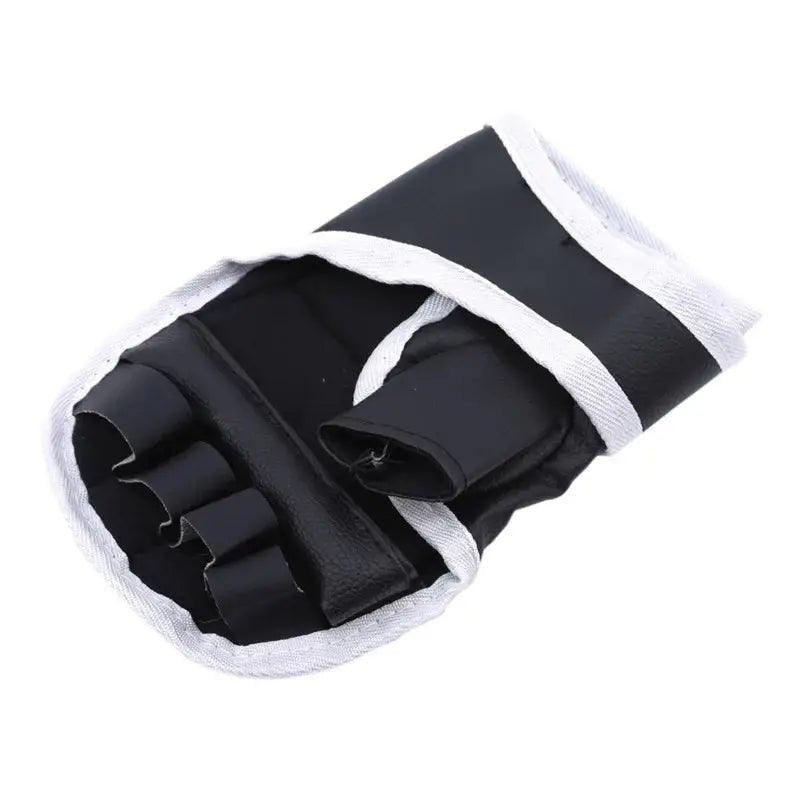 1Pair Black Half Finger Boxing Gloves PU Leather Fighting Kick Boxing Gloves Karate Muay Thai Training Workout Gloves Kids Men - KC’s Way‼️🥊