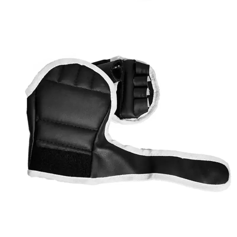 1Pair Black Half Finger Boxing Gloves PU Leather Fighting Kick Boxing Gloves Karate Muay Thai Training Workout Gloves Kids Men - KC’s Way‼️🥊