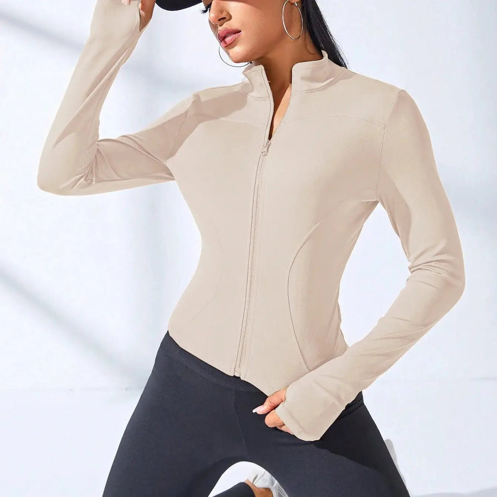 2024 New Yoga Coat Short Sports Jacket WOMEN'S Fitness Clothes Slimming Body Sculpting Zipper Yoga Jacket - KC’s Way‼️🥊
