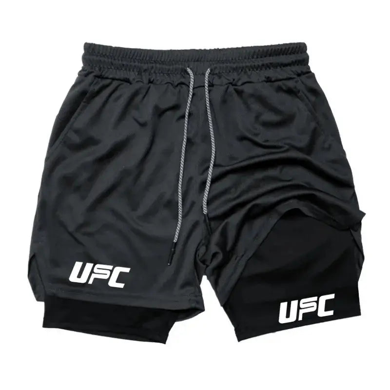 2025 New Boxing Double Shorts Printed Gym Sports 2 In 1 Shorts Mesh Quick Drying Workout Training Bottoms for men Summer - KC’s Way‼️🥊