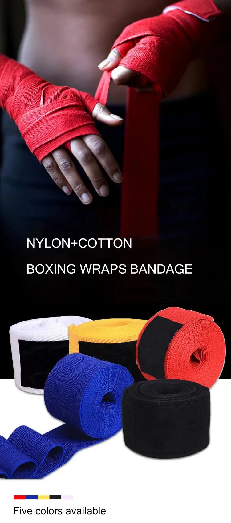 2PCS 1.5/2/3/5M Boxing Training Bandages Cotton Sports Bandages Sanda Kick Boxing Mma Hand Gloves Wraps Belt Boxing Sports Strap - KC’s Way‼️🥊
