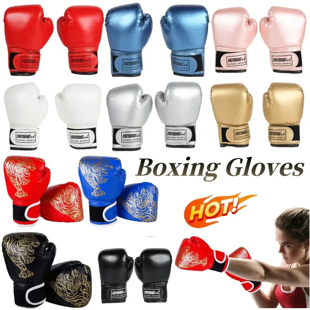 2pcs Boxing Training Fighting Gloves Breathable PU Leather Boxing Training Gloves Sanda Sparring Muay Thai MMA Karate Gloves - KC’s Way‼️🥊