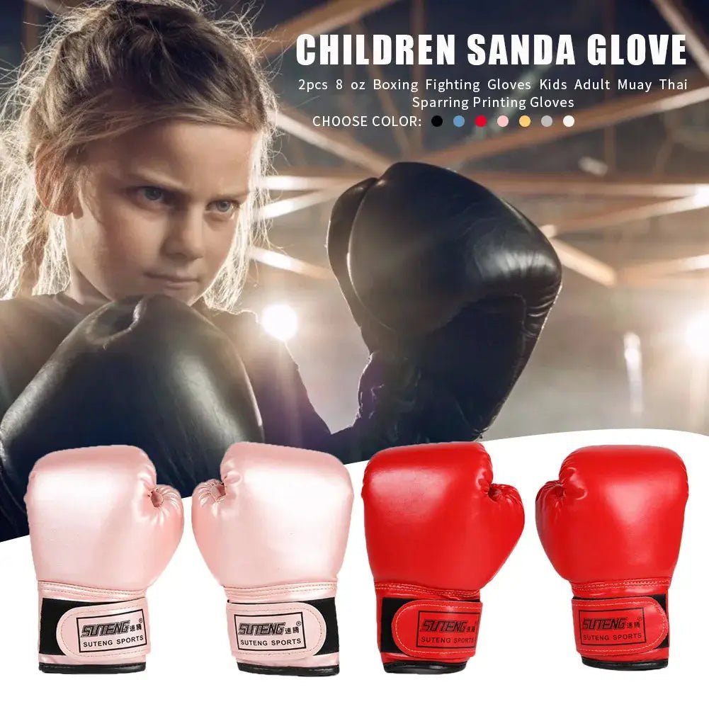 2pcs Boxing Training Fighting Gloves PU Leather Kids Breathable Muay Thai Sparring Punching Karate Kickboxing Professional Glove - KC’s Way‼️🥊