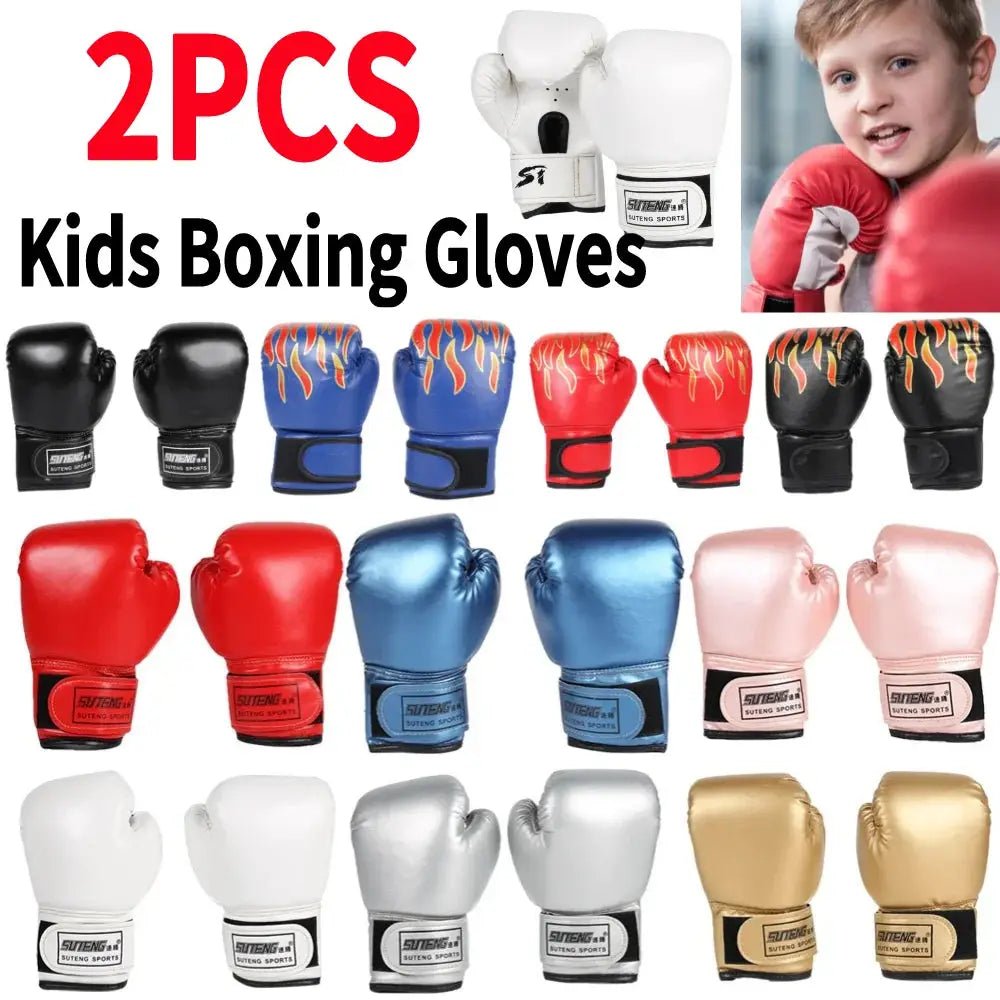 2pcs Boxing Training Fighting Gloves PU Leather Kids Breathable Muay Thai Sparring Punching Karate Kickboxing Professional Glove - KC’s Way‼️🥊