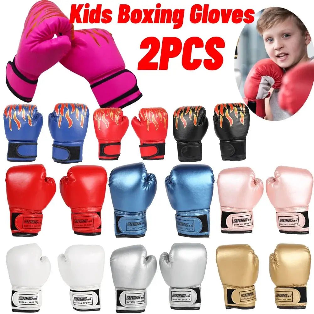 2pcs Kids Boxing Gloves PU Leather MMA Fighting Gloves Punching Bag Kickboxing Thai Gloves Professional for Kids Child Training - KC’s Way‼️🥊