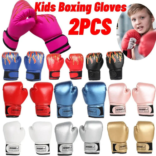 2pcs Kids Boxing Gloves PU Leather MMA Fighting Gloves Punching Bag Kickboxing Thai Gloves Professional for Kids Child Training - KC’s Way‼️🥊