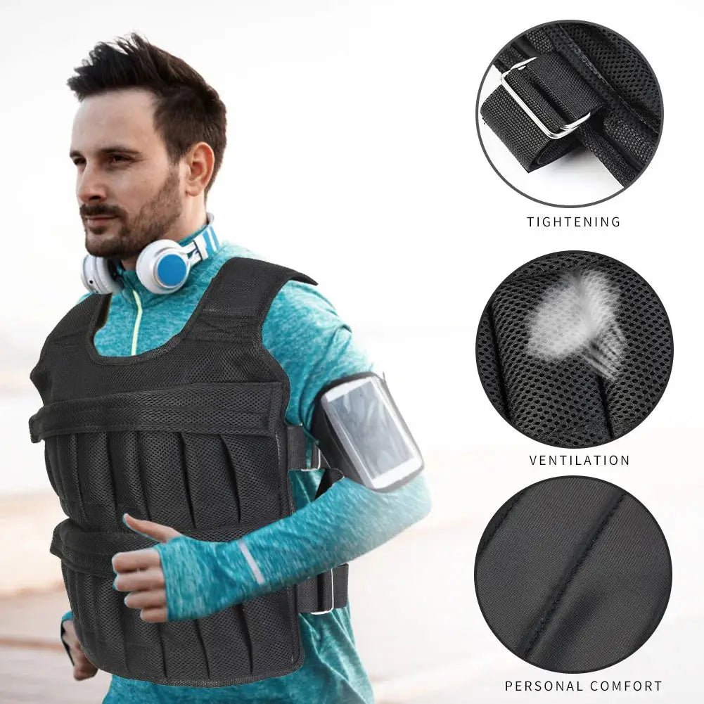 3 - 50kg Durable Loading Weighted Vest Adjustable Weight Boxing Training Exercise Waistcoat Durable Invisible Sand for Running - KC’s Way‼️🥊
