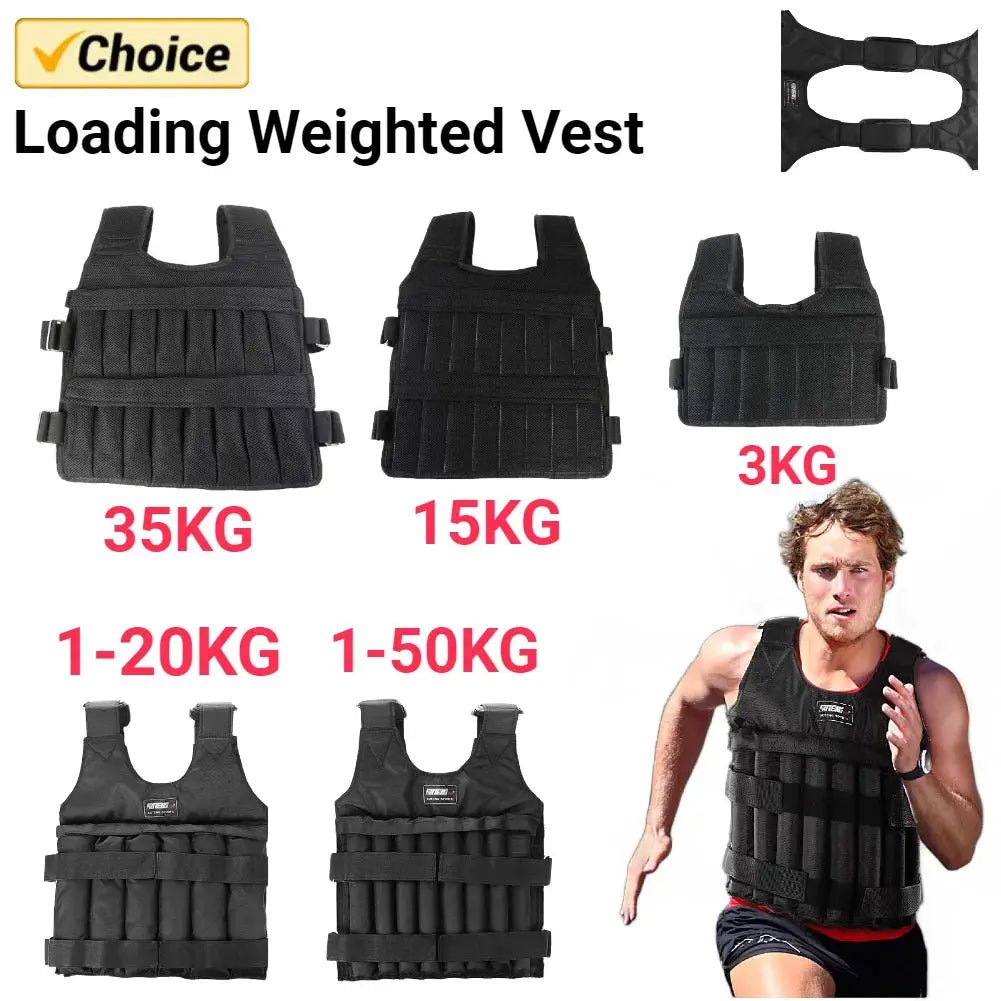 3 - 50kg Durable Loading Weighted Vest Adjustable Weight Boxing Training Exercise Waistcoat Durable Invisible Sand for Running - KC’s Way‼️🥊