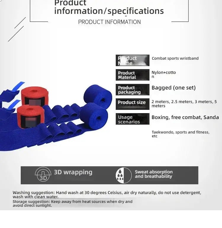 3/5M Boxing Bandage Cotton Elastic Hand Protector Wrist Wrap Handband Bandage Fitness Sanda Muay Thai Karate Sports Fist Bandage - KC’s Way‼️🥊