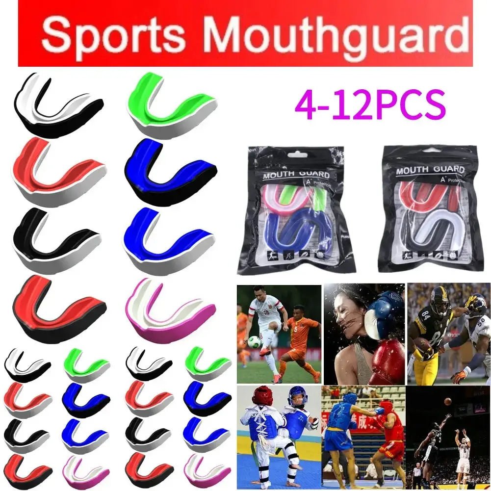 4 - 12Pcs Fighting Training Mouth Guard Boxing Gum Shield Adult Junior Mouthguard Football Wrestling Boxing Teeth Protection - KC’s Way‼️🥊