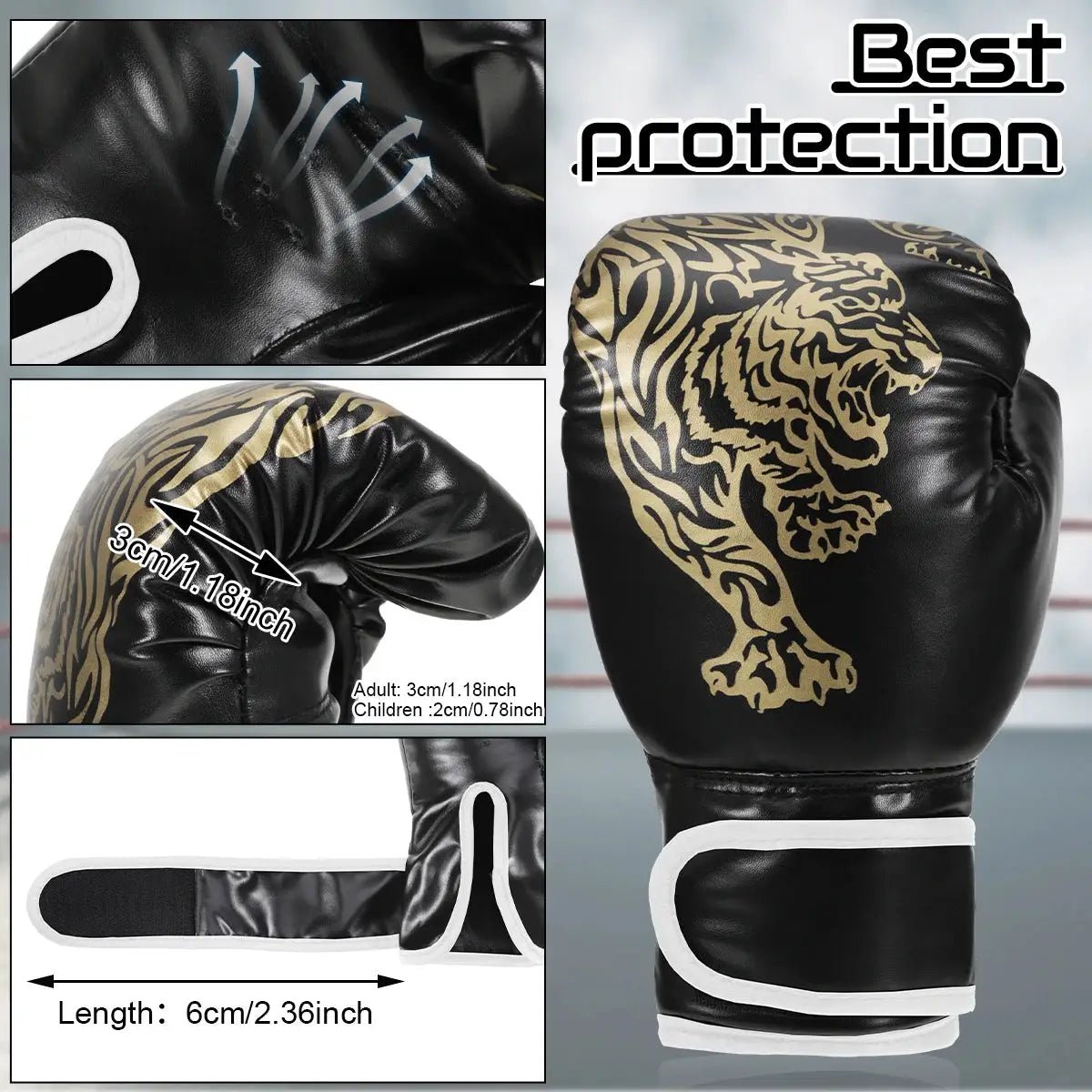 Adults Boxing Gloves Breathable PU Leather Fighting Gloves Kids Boxing Training Kickboxing Gloves for Gym Indoor Outdoor Sport - KC’s Way‼️🥊