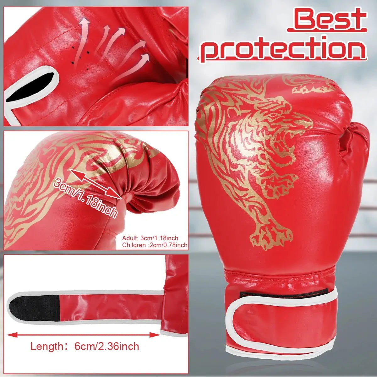 Adults Boxing Gloves Breathable PU Leather Fighting Gloves Kids Boxing Training Kickboxing Gloves for Gym Indoor Outdoor Sport - KC’s Way‼️🥊