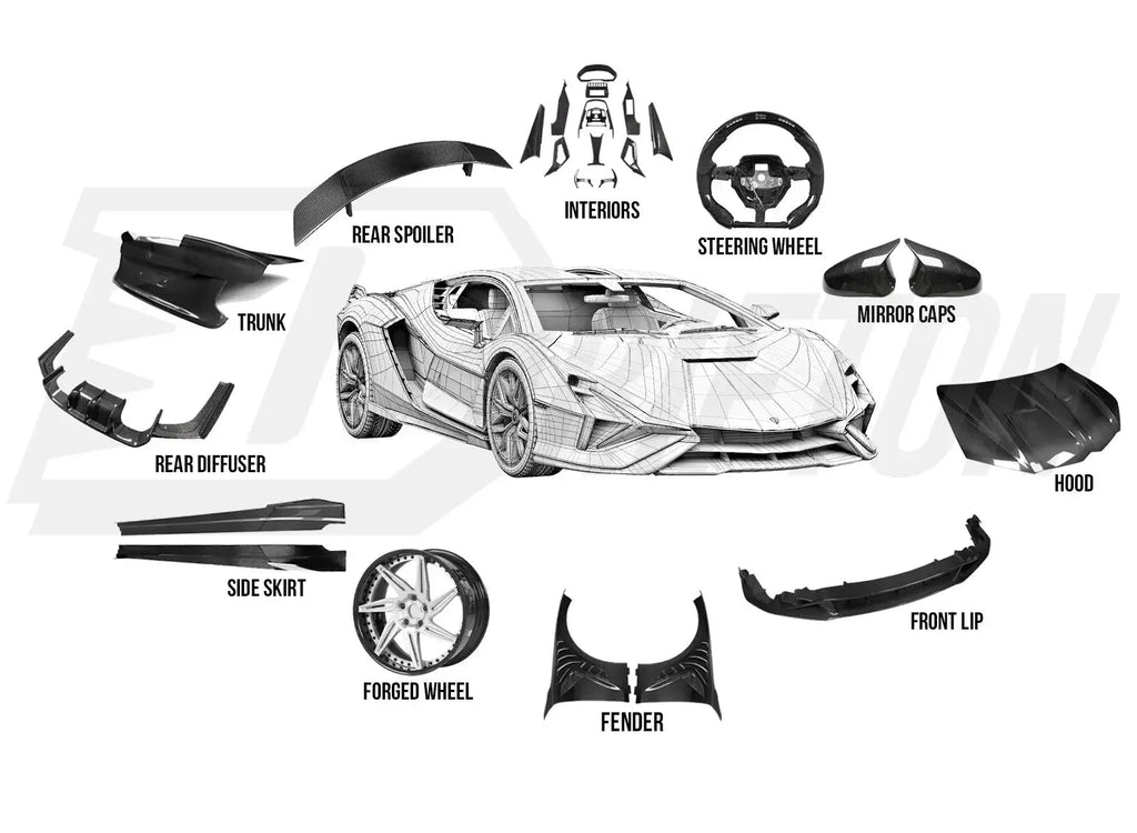 AE Style Carbon Fiber Diffuser For INFINITI Q50 Body Kit - PureGlamSpin