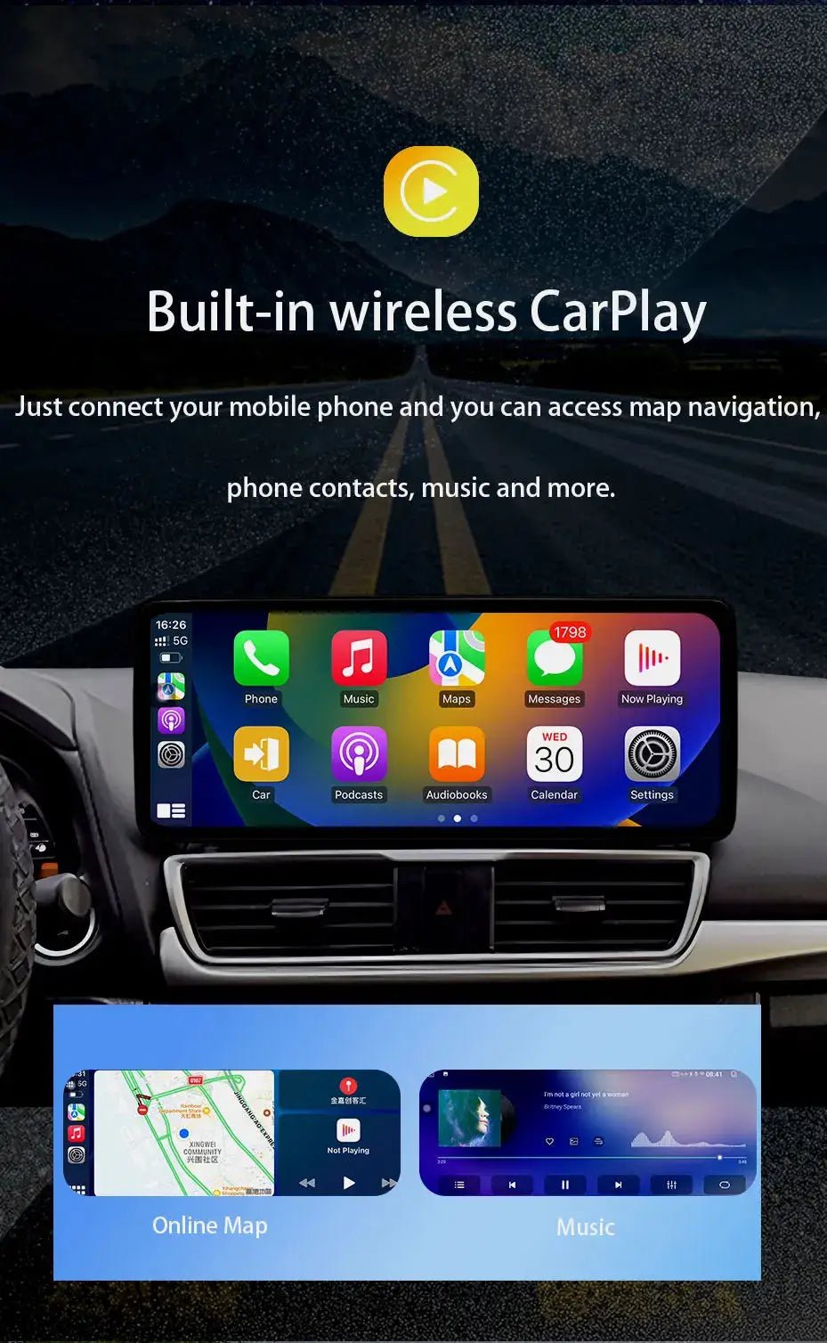 Android 15 for Mitsubishi Outlander 2008 - 2015 Car Radio Multimedia Video Audio Player Wireless CarPlay DSP Stereo GPS Navi BT - PureGlamSpin