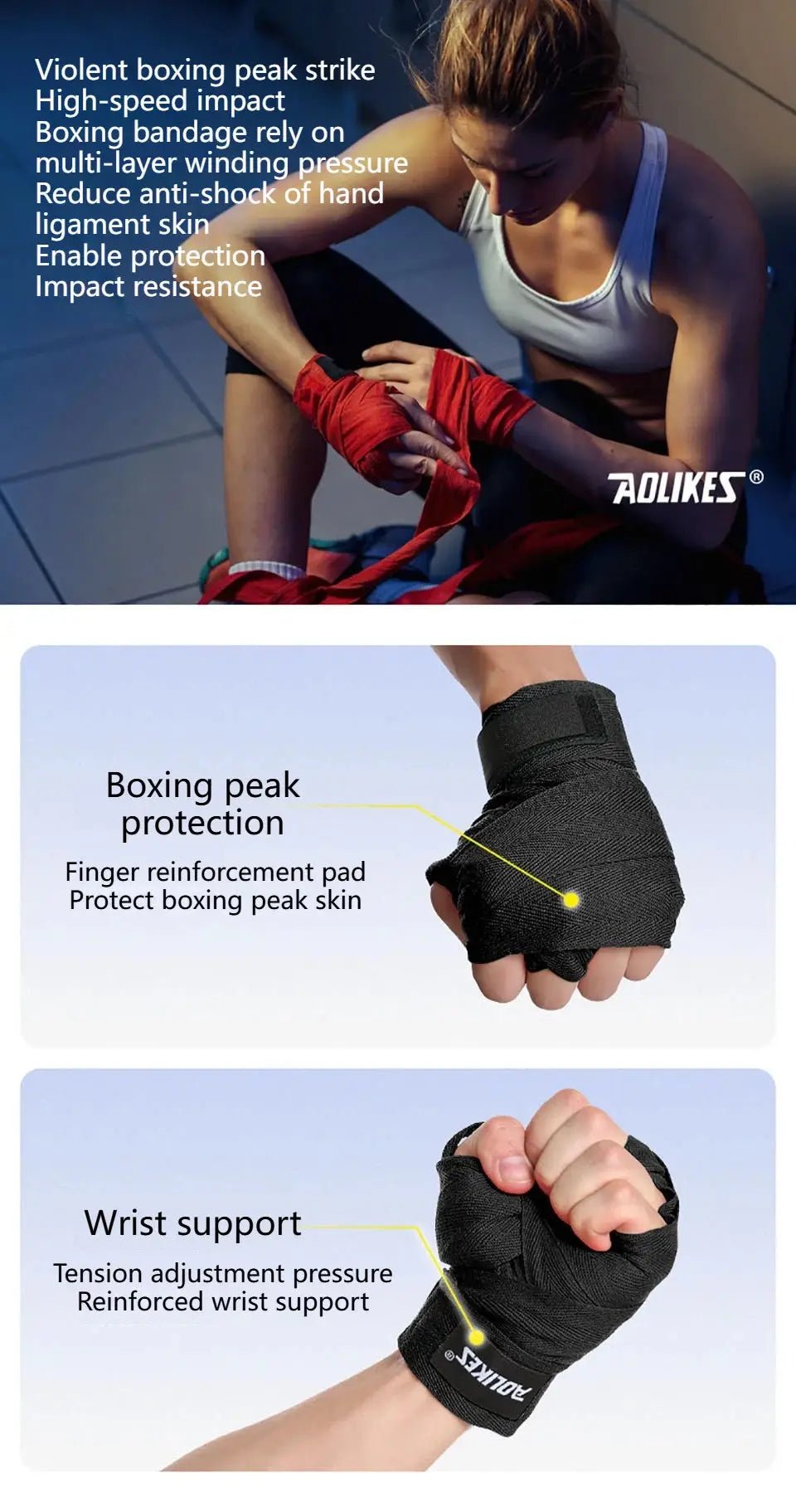 AOLIKES 1.5M 3M 5M Boxing Bandage Muay Thai Wrist Wraps Combat Protect Boxing Sport Kickboxing Hand Wrap Training Competition - KC’s Way‼️🥊