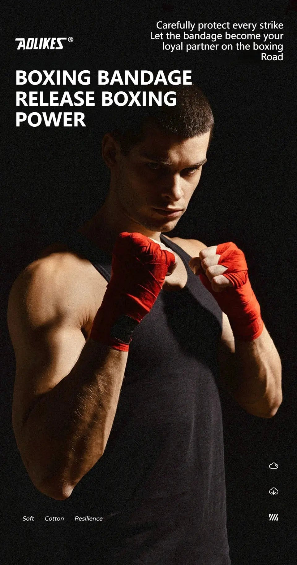 AOLIKES 1.5M 3M 5M Boxing Bandage Muay Thai Wrist Wraps Combat Protect Boxing Sport Kickboxing Hand Wrap Training Competition - KC’s Way‼️🥊