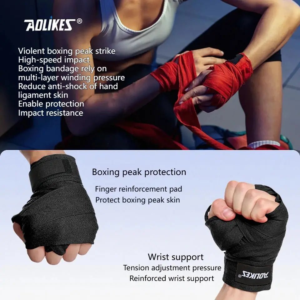AOLIKES 1.5M 3M 5M Boxing Bandage Muay Thai Wrist Wraps Combat Protect Boxing Sport Kickboxing Hand Wrap Training Competition - KC’s Way‼️🥊
