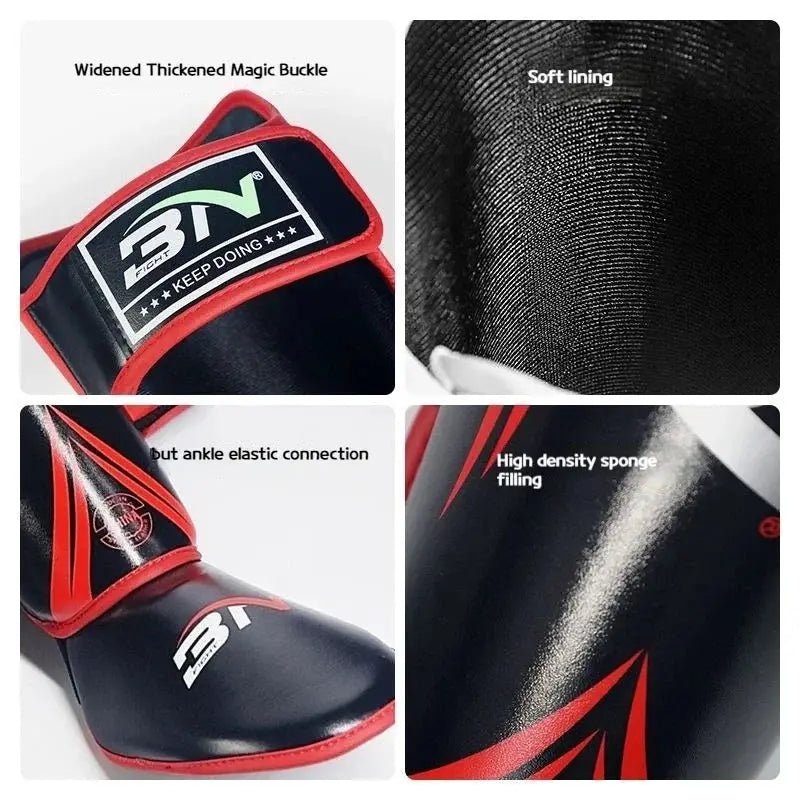 BN 1 Pair MMA Boxing Muay Thai Shin Guards Kickboxing Leg Support Shield Equipment Karate Ankle Foot Protection - KC’s Way‼️🥊