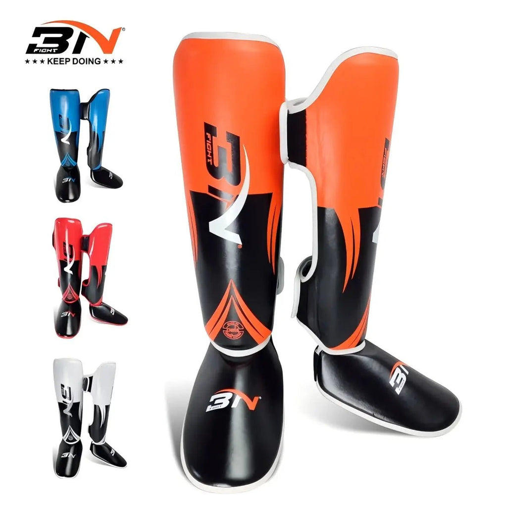 BN 1 Pair MMA Boxing Muay Thai Shin Guards Kickboxing Leg Support Shield Equipment Karate Ankle Foot Protection - KC’s Way‼️🥊