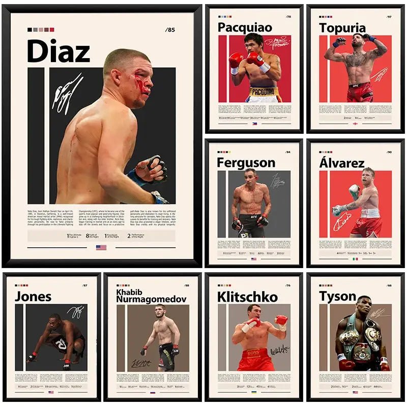 Boxing Legends Famous Boxing Star Champion Poster Canvas Prints Artwork Home Room Wall Decor Boys Room Wall Decoration - KC’s Way‼️🥊