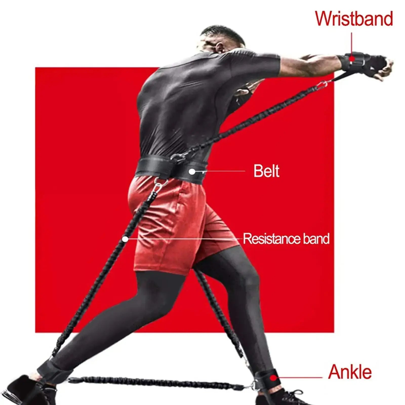 Boxing Resistance Bands Exercise Bands Adjustable Waist Strap Trainer Workout Band for Agility Resistance Training Mma - KC’s Way‼️🥊