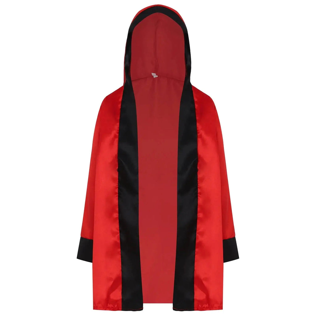 Boys Girls Boxing Outfit Costume Kickboxing Hooded Cloak Top Shorts And Hooded Outwear Gloves Halloween Grappling Muay Thai Set - KC’s Way‼️🥊