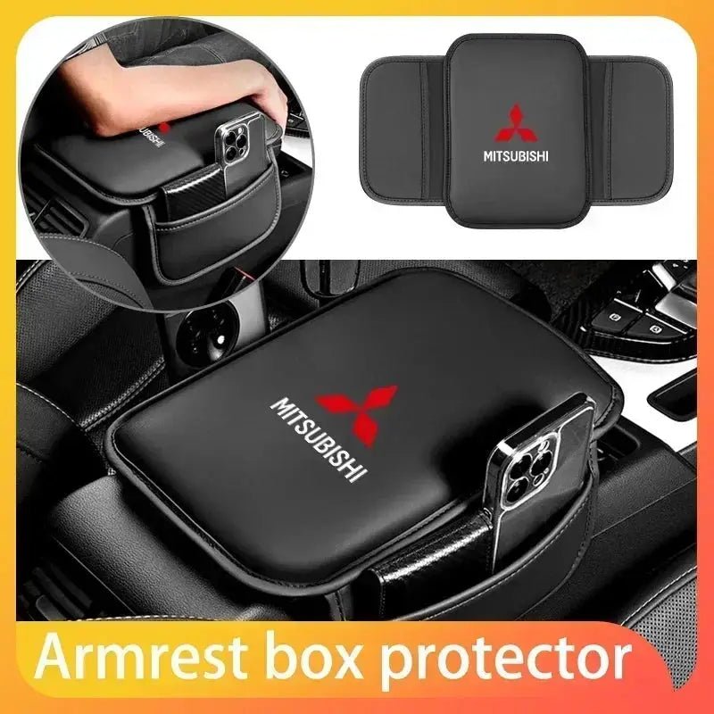 Car Armrest Mat Center Console Leather Protection Cushion For Mitsubishi Lancer 9 Ex Evo ASX L200 Colt Pajero Sport Durable - PureGlamSpin