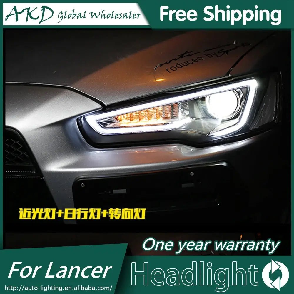 Car For Mitsubishi Lancer EX 2008 - 2016 Headlights DRL Hella LED Bi Xenon Bulb Fog Lights Car Accessory Lancer Head Lamp - PureGlamSpin