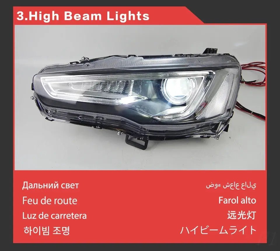 Car For Mitsubishi Lancer EX 2008 - 2016 Headlights DRL Hella LED Bi Xenon Bulb Fog Lights Car Accessory Lancer Head Lamp - PureGlamSpin