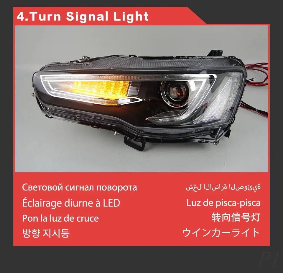 Car For Mitsubishi Lancer EX 2008 - 2016 Headlights DRL Hella LED Bi Xenon Bulb Fog Lights Car Accessory Lancer Head Lamp - PureGlamSpin