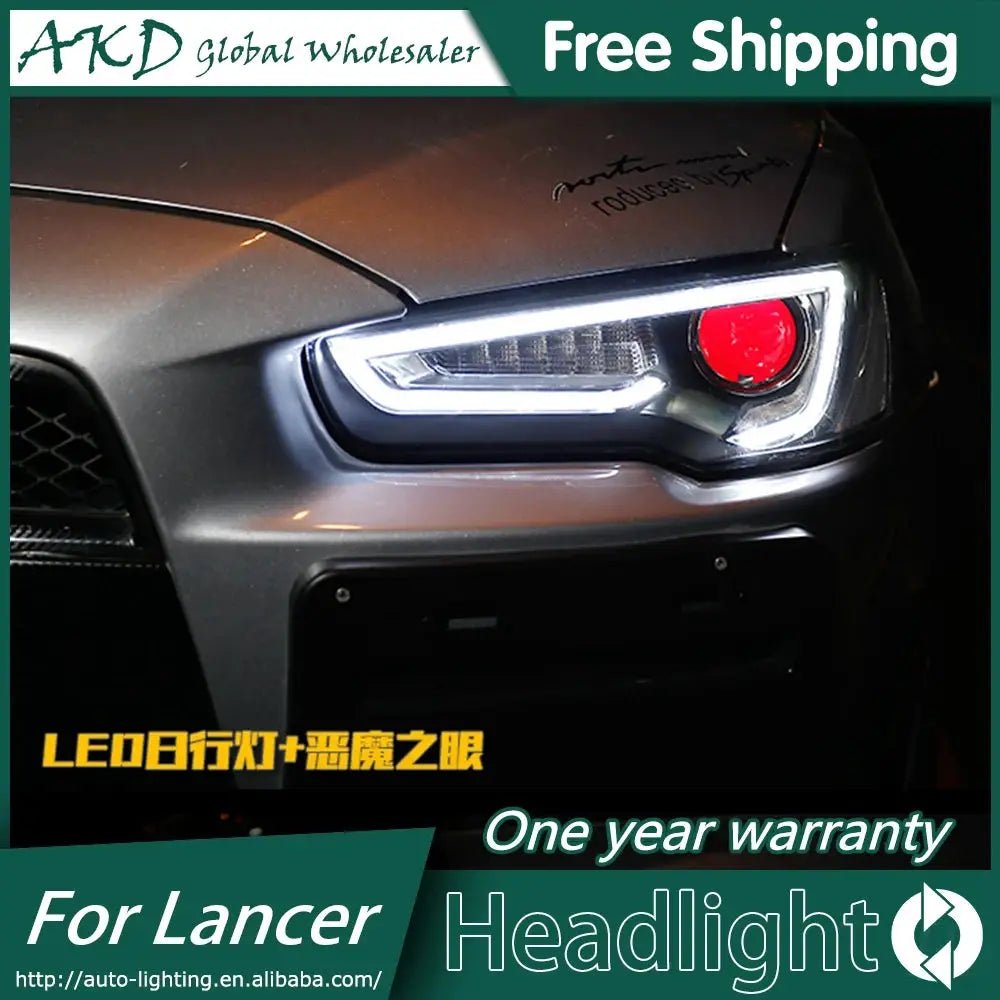 Car For Mitsubishi Lancer EX 2008 - 2016 Headlights DRL Hella LED Bi Xenon Bulb Fog Lights Car Accessory Lancer Head Lamp - PureGlamSpin