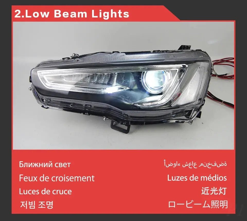 Car For Mitsubishi Lancer EX 2008 - 2016 Headlights DRL Hella LED Bi Xenon Bulb Fog Lights Car Accessory Lancer Head Lamp - PureGlamSpin