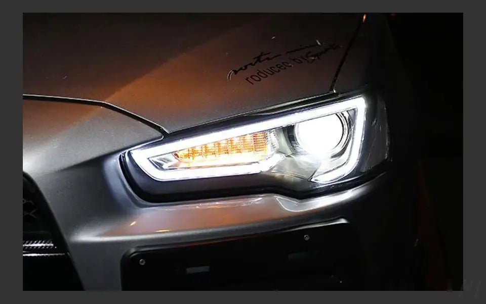 Car For Mitsubishi Lancer EX 2008 - 2016 Headlights DRL Hella LED Bi Xenon Bulb Fog Lights Car Accessory Lancer Head Lamp - PureGlamSpin