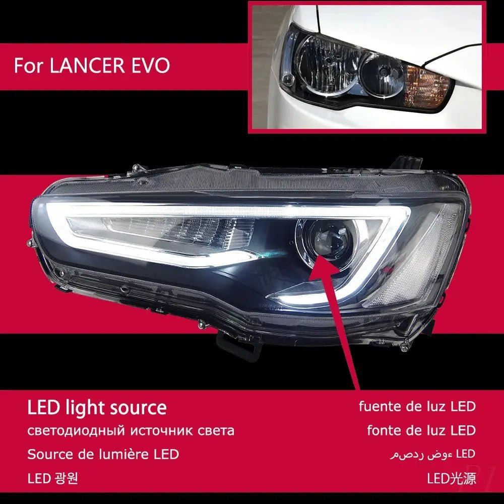 Car For Mitsubishi Lancer EX 2008 - 2016 Headlights DRL Hella LED Bi Xenon Bulb Fog Lights Car Accessory Lancer Head Lamp - PureGlamSpin
