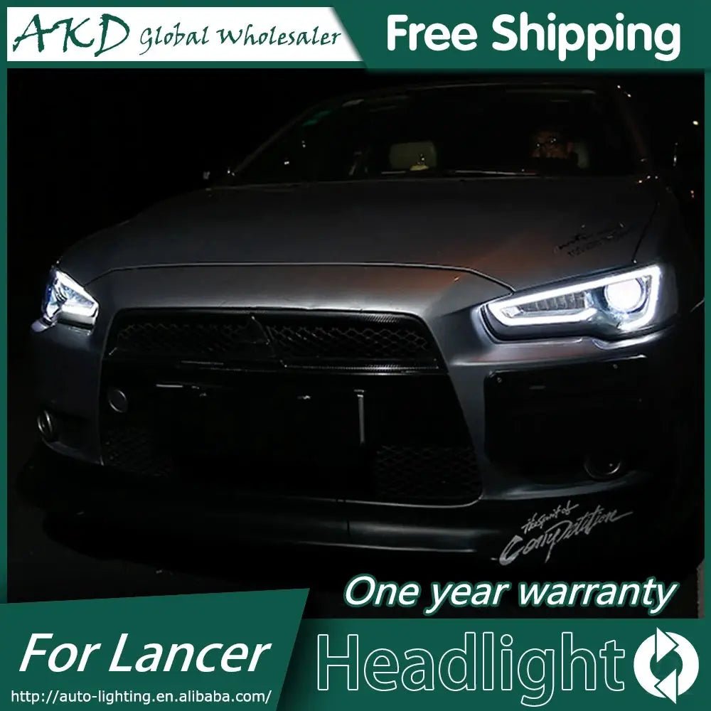 Car For Mitsubishi Lancer EX 2008 - 2016 Headlights DRL Hella LED Bi Xenon Bulb Fog Lights Car Accessory Lancer Head Lamp - PureGlamSpin