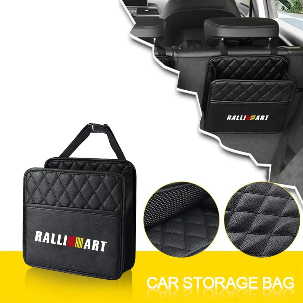 Car Seat Leather Hanging Storage Bag Sundry Organizer Box Auto Stowing Interior Accessories For MITSUBISHI Ralliart Lancer Asx - PureGlamSpin