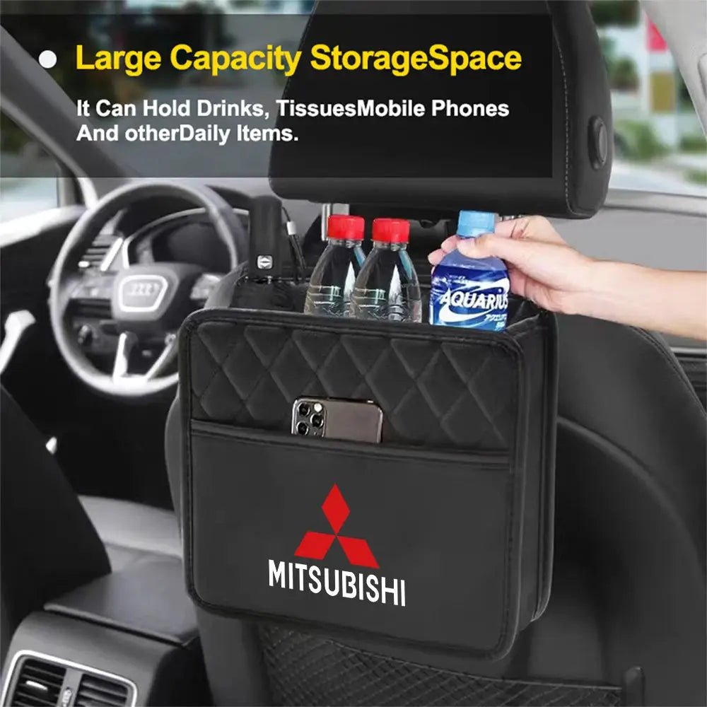 Car Seat Leather Hanging Storage Bag Sundry Organizer Box Auto Stowing Interior Accessories For MITSUBISHI Ralliart Lancer Asx - PureGlamSpin