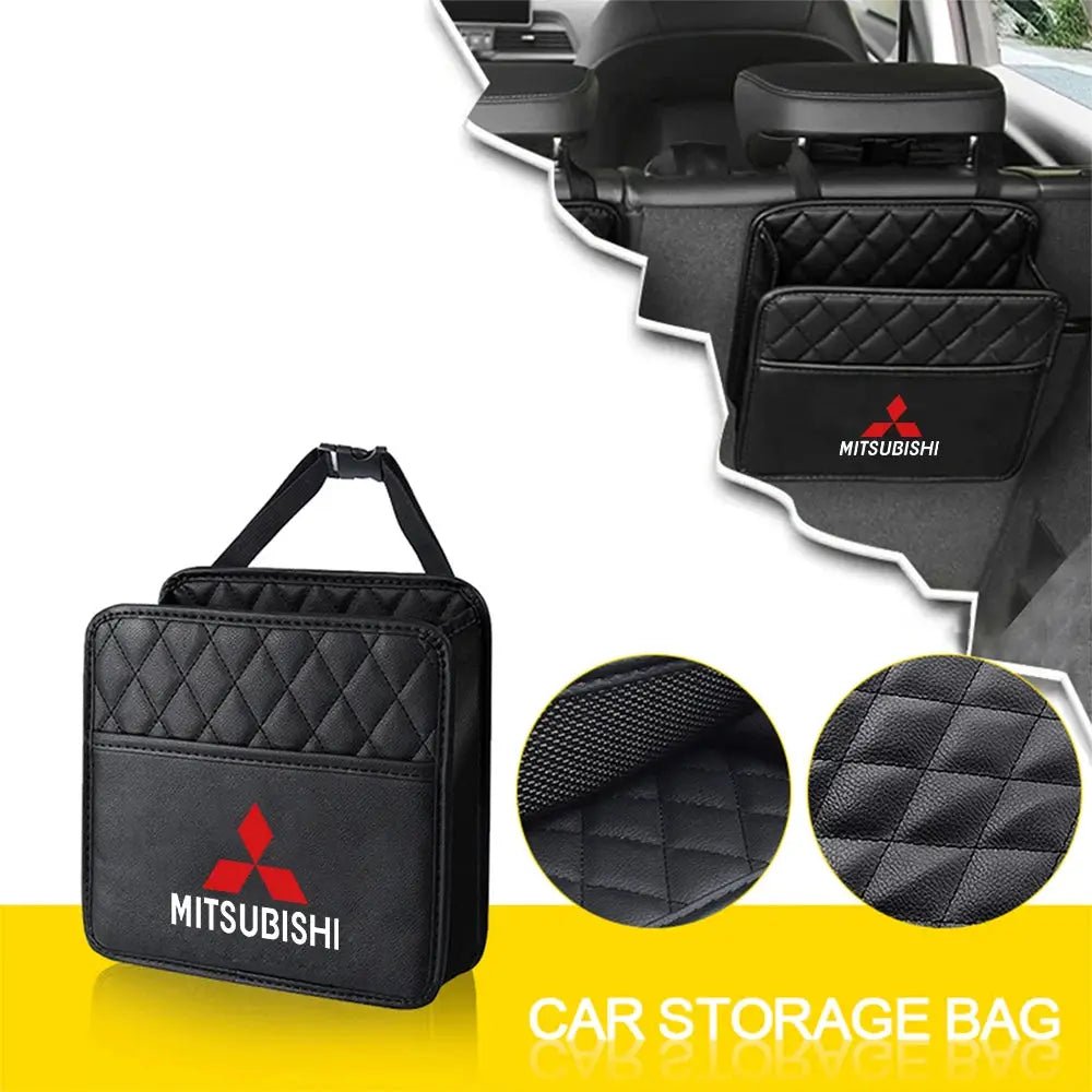 Car Seat Leather Hanging Storage Bag Sundry Organizer Box Auto Stowing Interior Accessories For MITSUBISHI Ralliart Lancer Asx - PureGlamSpin