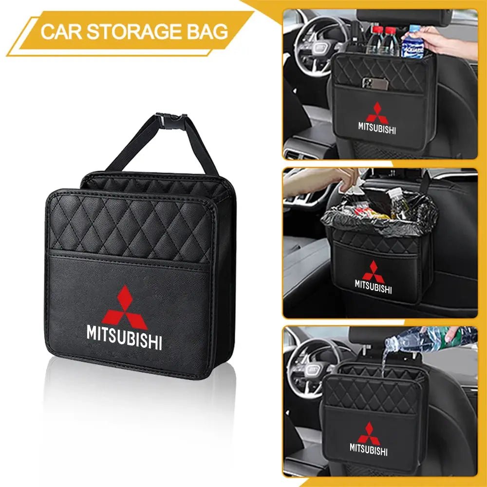 Car Seat Leather Hanging Storage Bag Sundry Organizer Box Auto Stowing Interior Accessories For MITSUBISHI Ralliart Lancer Asx - PureGlamSpin