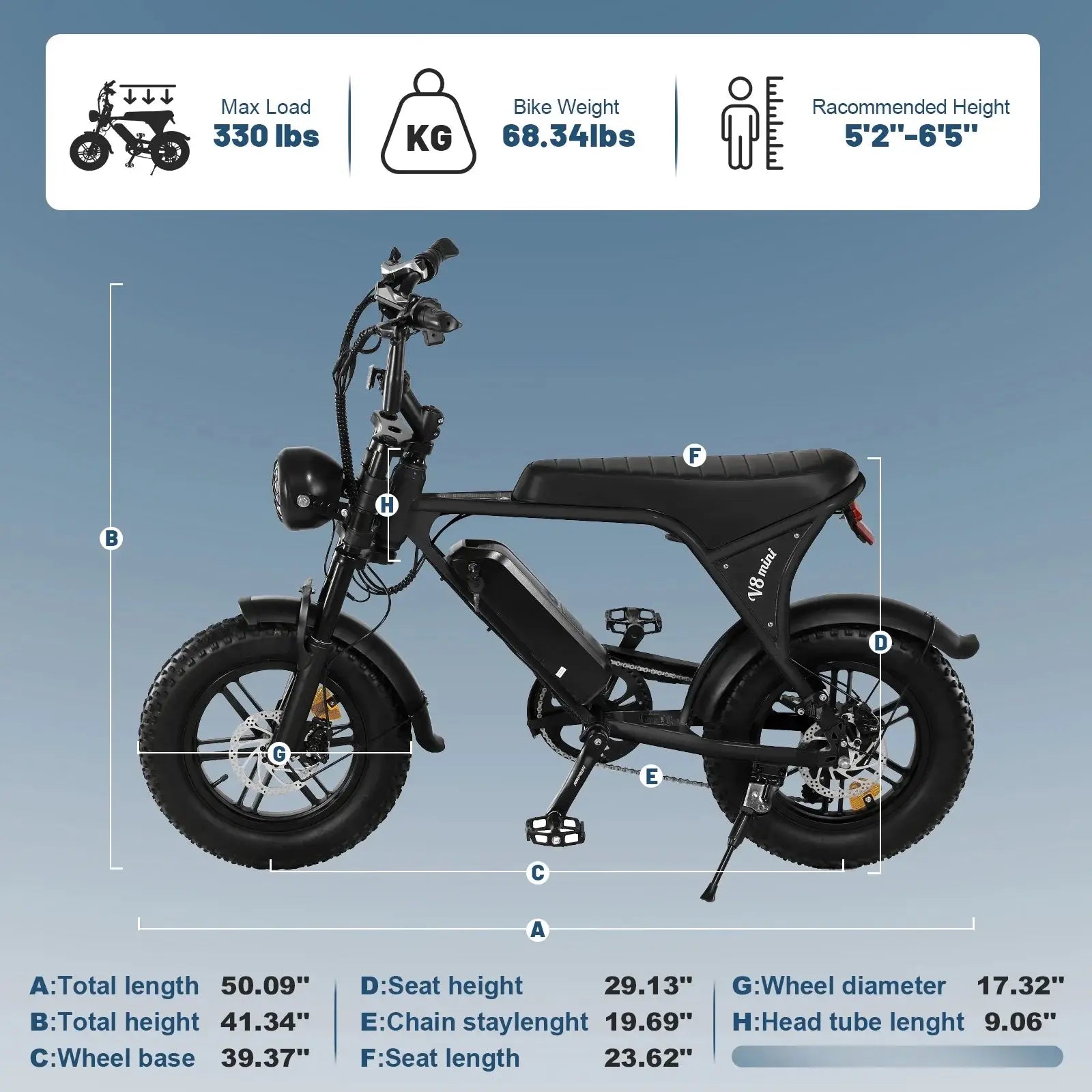 Electric Bike for Adults, 16" Fat Tire Ebike, 500W 20MPH Electric Bicycle, 36V 10.4Ah, E Bike UL2849 - PureGlamSpin