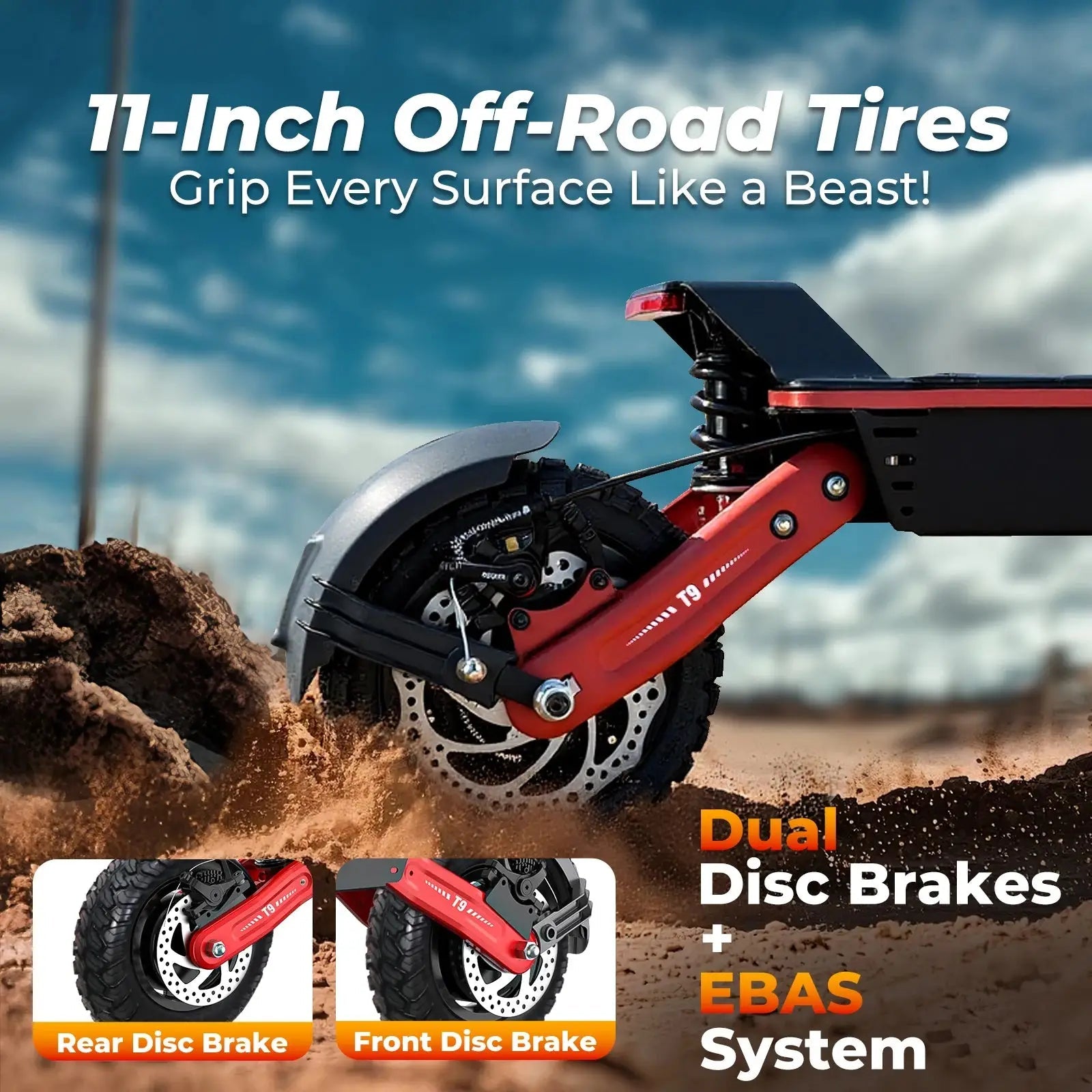 Electric Scooter Adults, 34 Miles Long Range, 28 Mph Max Speed, 11" Off - Road Tires,48V 13AH Big Battery,1200 Motor, Dual Braking - PureGlamSpin