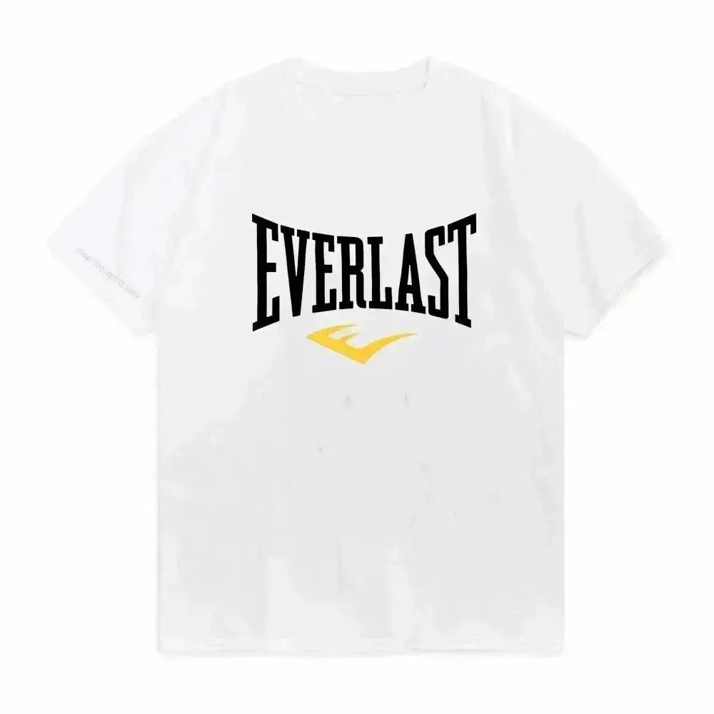 EVERLAST Boxing Logo T-shirt Men Women O Collar Printed Summer Cotton T-shirt Harajuku Street Boys Girls Family Matching Wear - KC’s Way‼️🥊