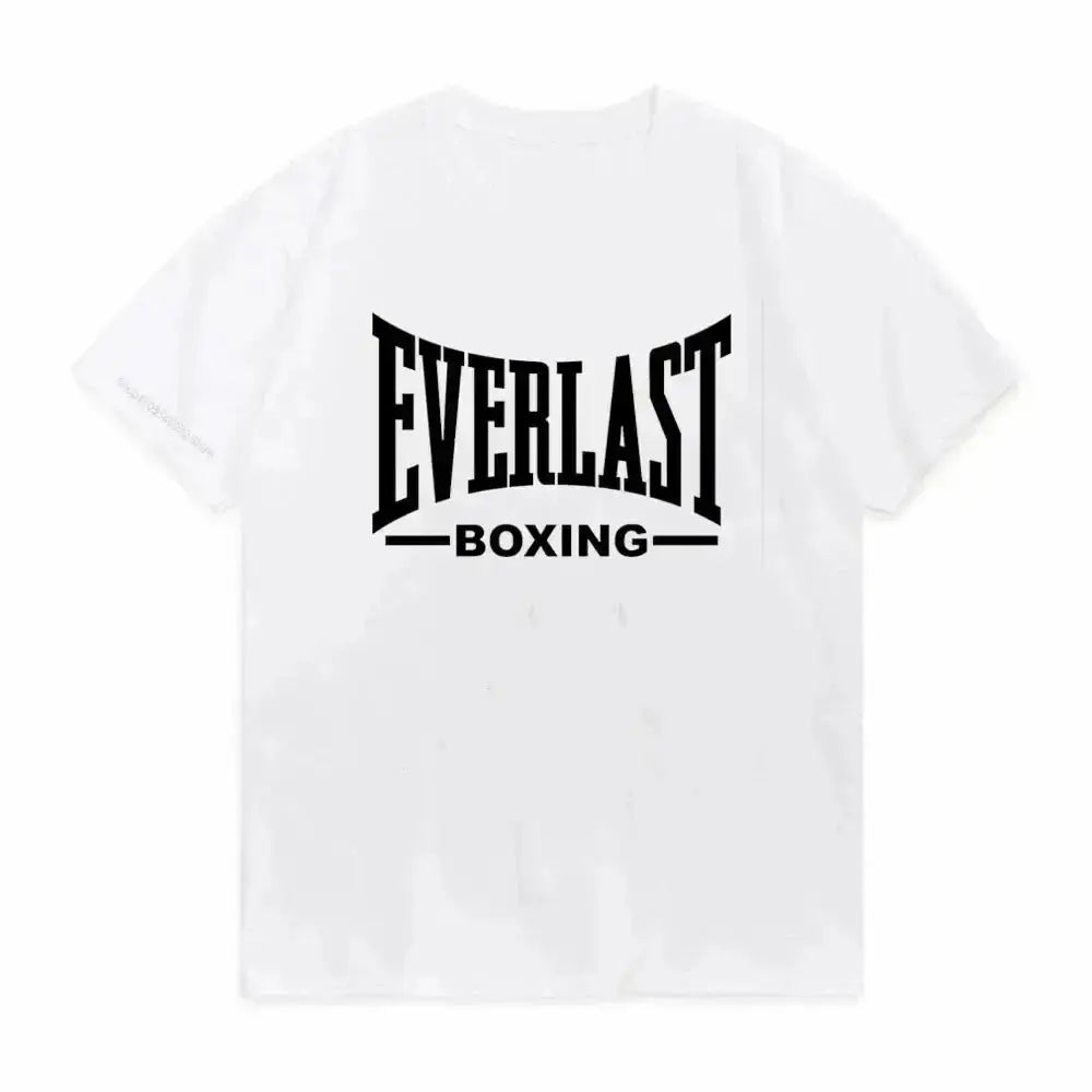 EVERLAST Boxing Logo T-shirt Men Women O Collar Printed Summer Cotton T-shirt Harajuku Street Boys Girls Family Matching Wear - KC’s Way‼️🥊