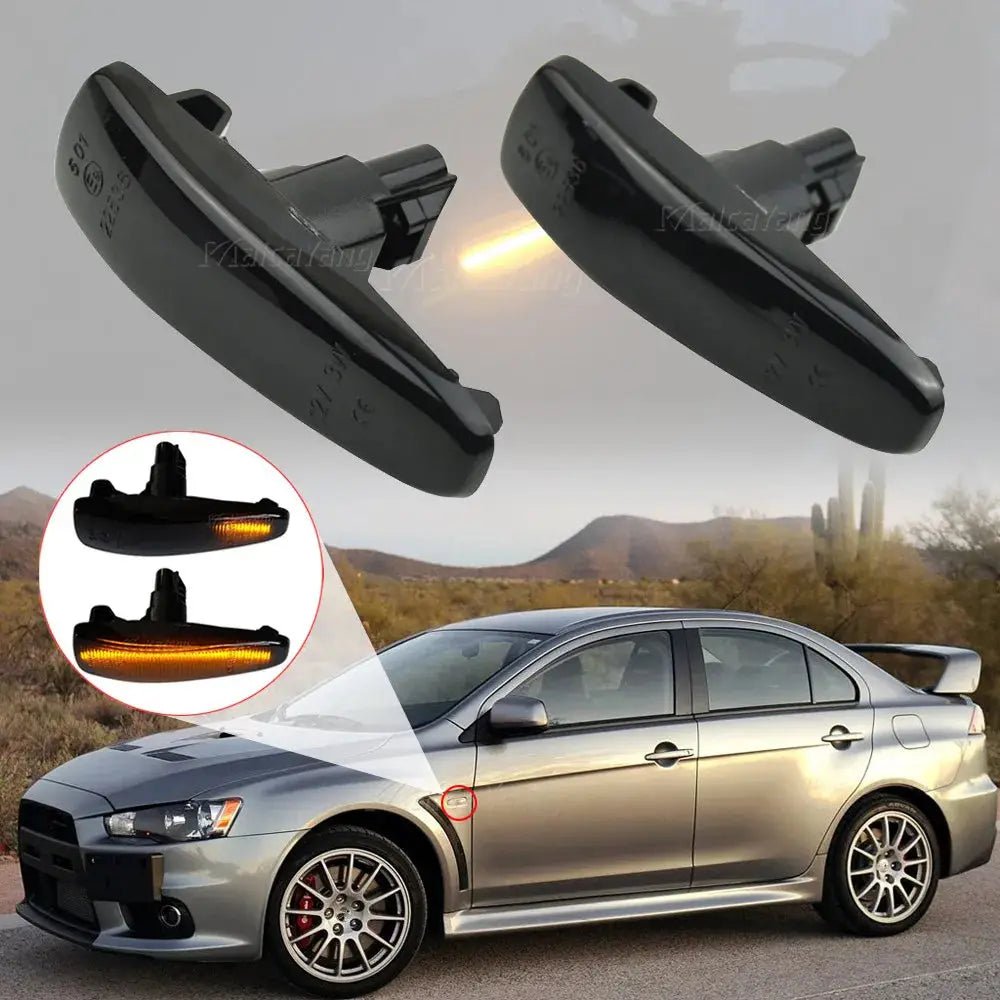 For Mitsubishi Lancer EVO X Outlander Sport Mirage 2014+ Dynamic LED Fender Side Marker Turn Signal Light Marker Lamp - PureGlamSpin