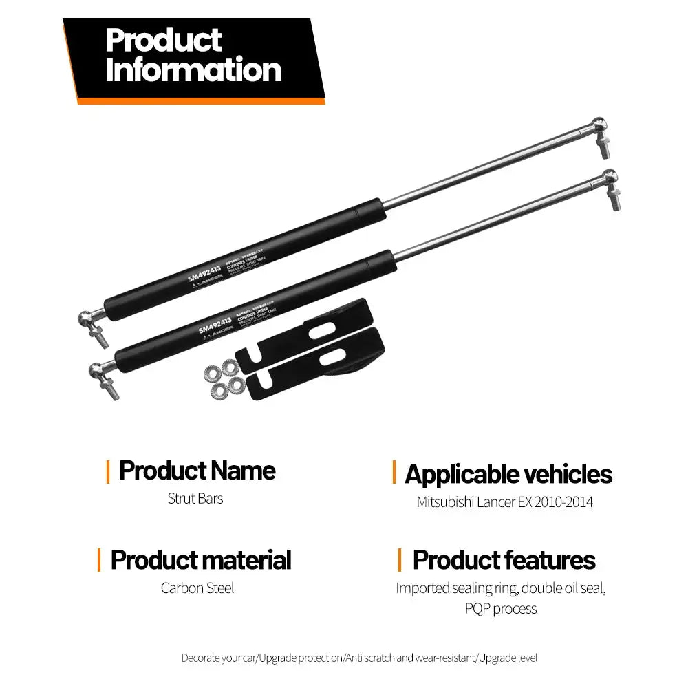 Front Bonnet Hood Strut For Mitsubishi Lancer EX 2010 - 2014 2pcs Lift Support Bars Gas Spring Dampers Engine Cover Rod 2012 2013 - PureGlamSpin