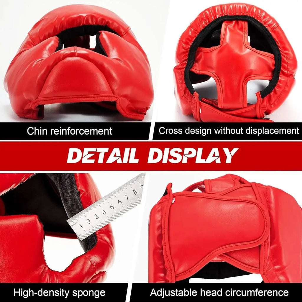 Full - covered Pu Boxing Helmet Kids Adults Muay Thai Training Sparring Boxing Headgear Gym Equipment Taekwondo Head Guard - KC’s Way‼️🥊