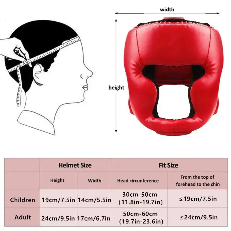 Full - covered Pu Boxing Helmet Kids Adults Muay Thai Training Sparring Boxing Headgear Gym Equipment Taekwondo Head Guard - KC’s Way‼️🥊
